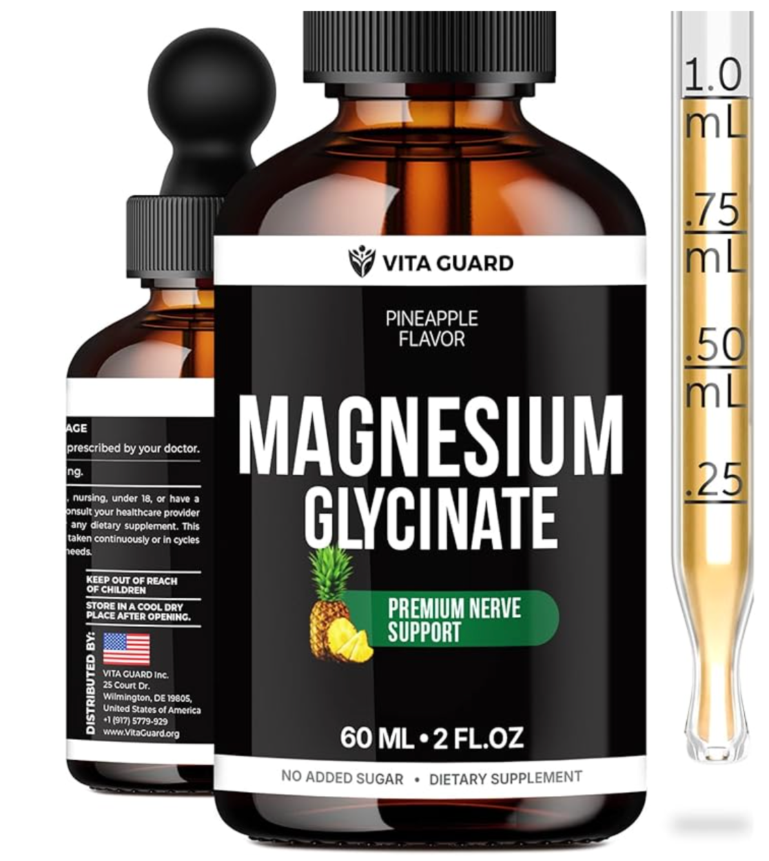 Glicinato de Magnesio Gotero 500mg — Sabor Piña (Vita Guard) 60ml