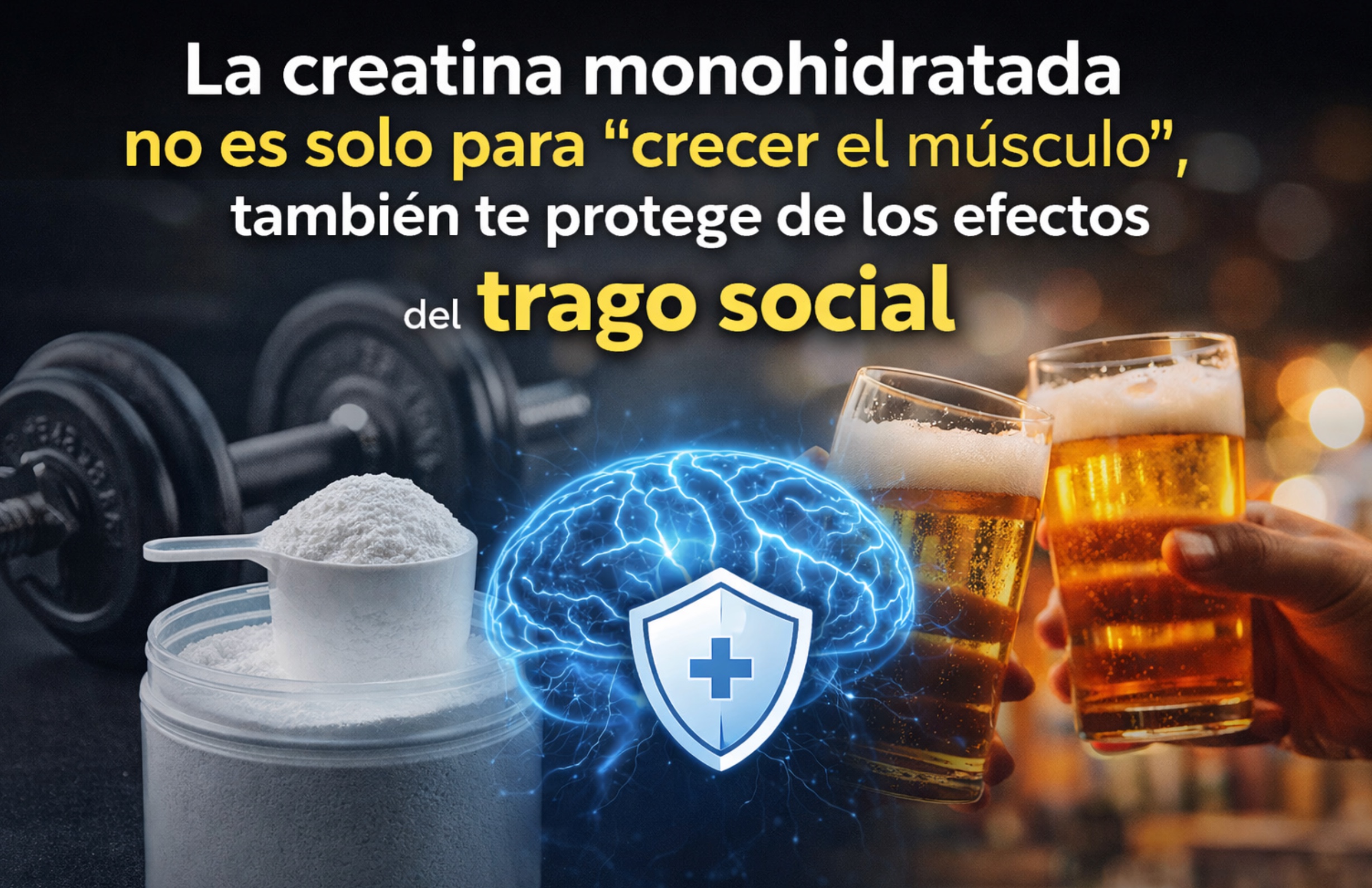 La creatina monohidratada no es solo para “crecer músculo”: también puede protegerte de los efectos del trago social