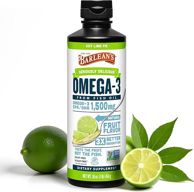 Omega 3 liquido Barleans Keylime pie, 8 onz.